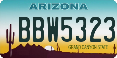 AZ license plate BBW5323