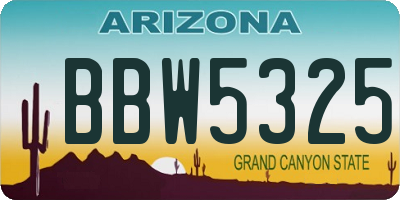 AZ license plate BBW5325