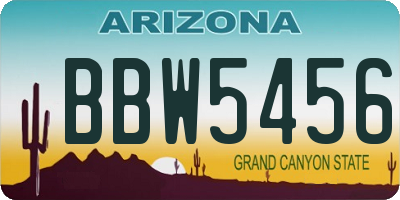 AZ license plate BBW5456