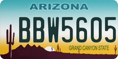 AZ license plate BBW5605