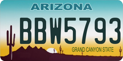 AZ license plate BBW5793