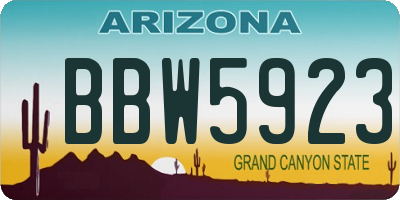 AZ license plate BBW5923