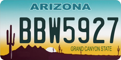 AZ license plate BBW5927