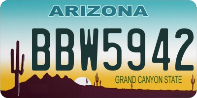 AZ license plate BBW5942