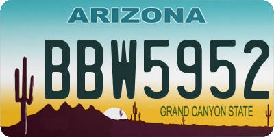 AZ license plate BBW5952
