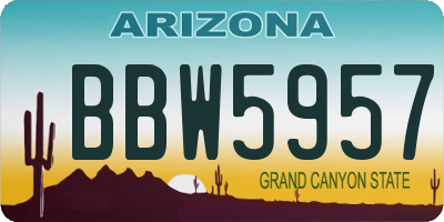 AZ license plate BBW5957