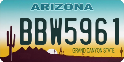 AZ license plate BBW5961