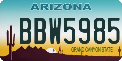 AZ license plate BBW5985