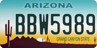 AZ license plate BBW5989