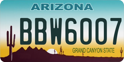 AZ license plate BBW6007