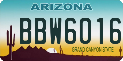 AZ license plate BBW6016