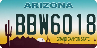 AZ license plate BBW6018