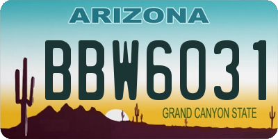 AZ license plate BBW6031