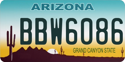 AZ license plate BBW6086