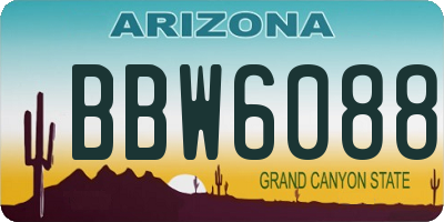 AZ license plate BBW6088