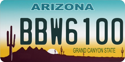 AZ license plate BBW6100