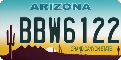 AZ license plate BBW6122