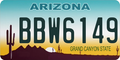 AZ license plate BBW6149