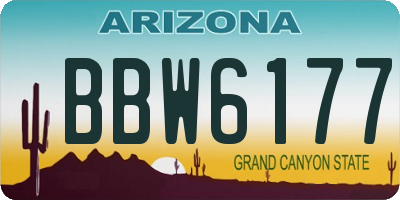 AZ license plate BBW6177