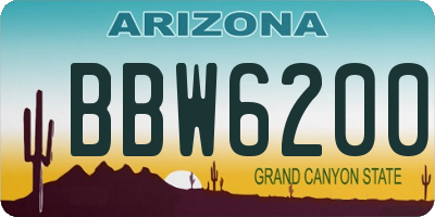 AZ license plate BBW6200