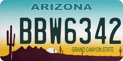 AZ license plate BBW6342