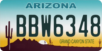 AZ license plate BBW6348