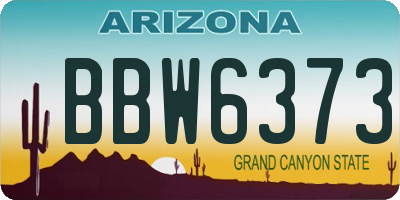 AZ license plate BBW6373