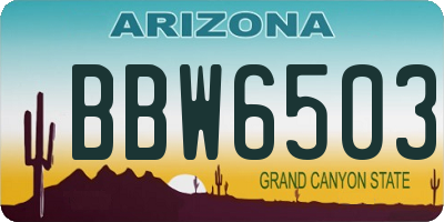 AZ license plate BBW6503