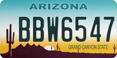 AZ license plate BBW6547