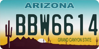 AZ license plate BBW6614