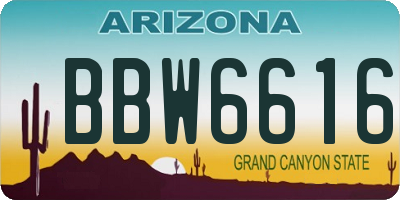 AZ license plate BBW6616