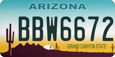 AZ license plate BBW6672