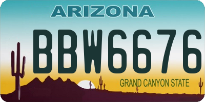 AZ license plate BBW6676