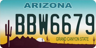 AZ license plate BBW6679