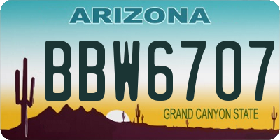 AZ license plate BBW6707