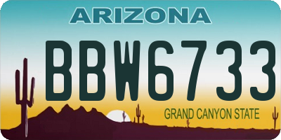 AZ license plate BBW6733