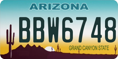 AZ license plate BBW6748