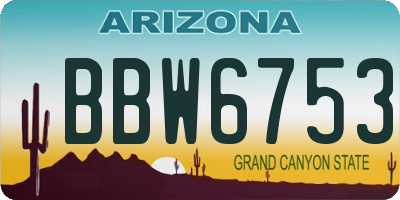 AZ license plate BBW6753