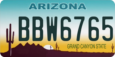 AZ license plate BBW6765