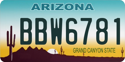 AZ license plate BBW6781