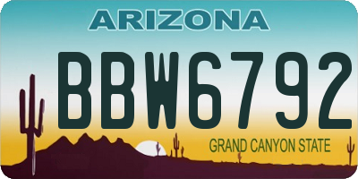 AZ license plate BBW6792