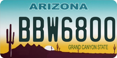 AZ license plate BBW6800