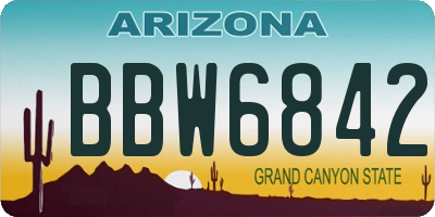 AZ license plate BBW6842