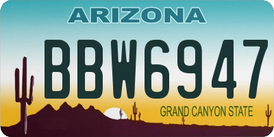 AZ license plate BBW6947