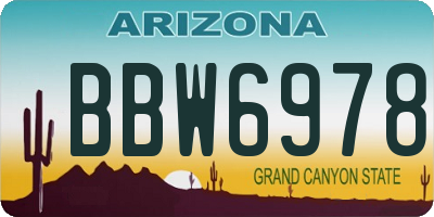 AZ license plate BBW6978