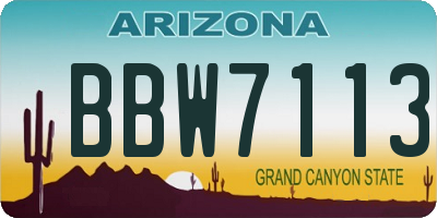 AZ license plate BBW7113