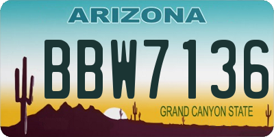 AZ license plate BBW7136