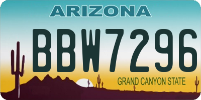 AZ license plate BBW7296