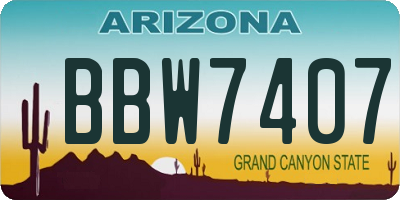 AZ license plate BBW7407