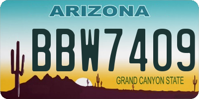 AZ license plate BBW7409